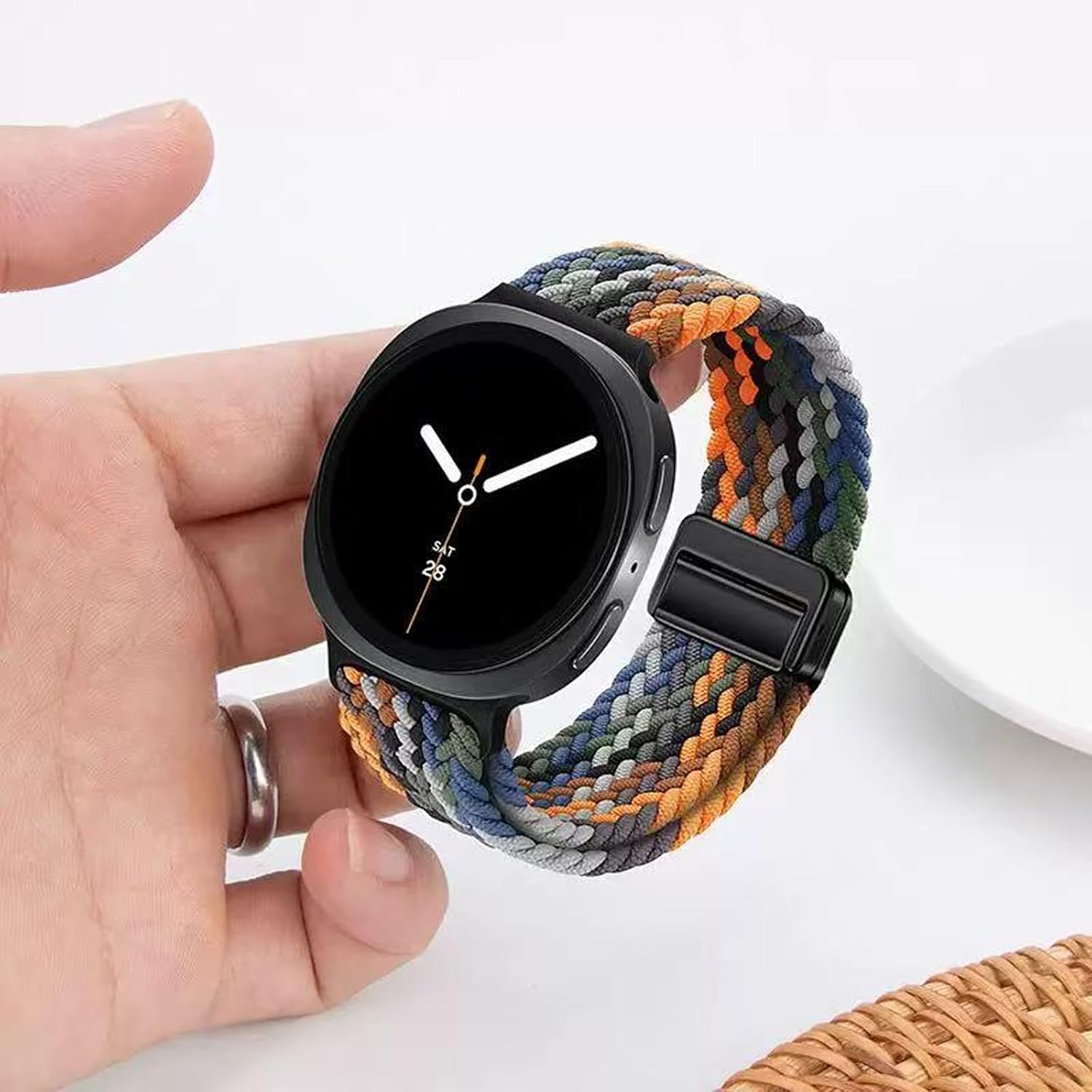 Sport Solo Loop Compatible with Samsung Galaxy Watch 8 40Mm 44Mm/Classic 46Mm Women Men,Magnetic Strap Stretchy Braided Wristband for Galaxy Watch 8/Classic Bands image number 5