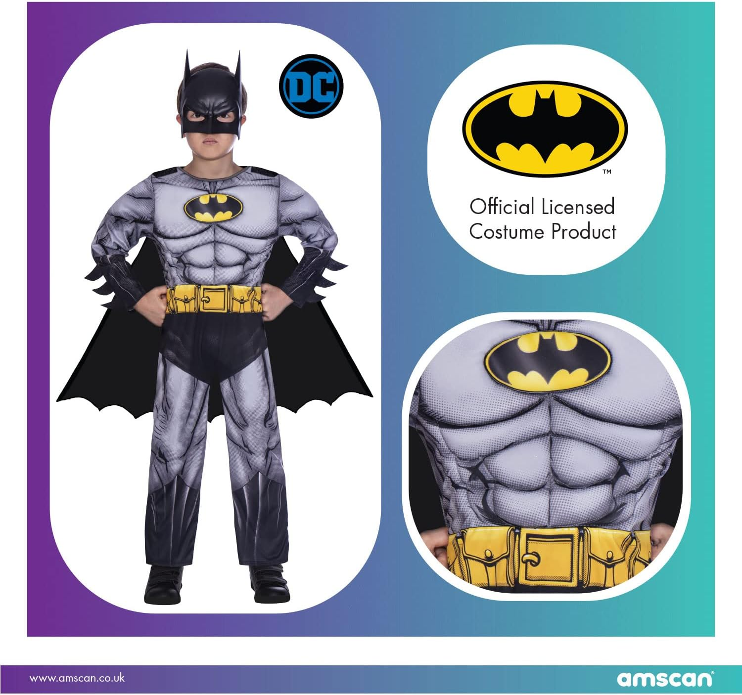 Classic Child Kids Warner Bros Batman Fancy Dress Costume