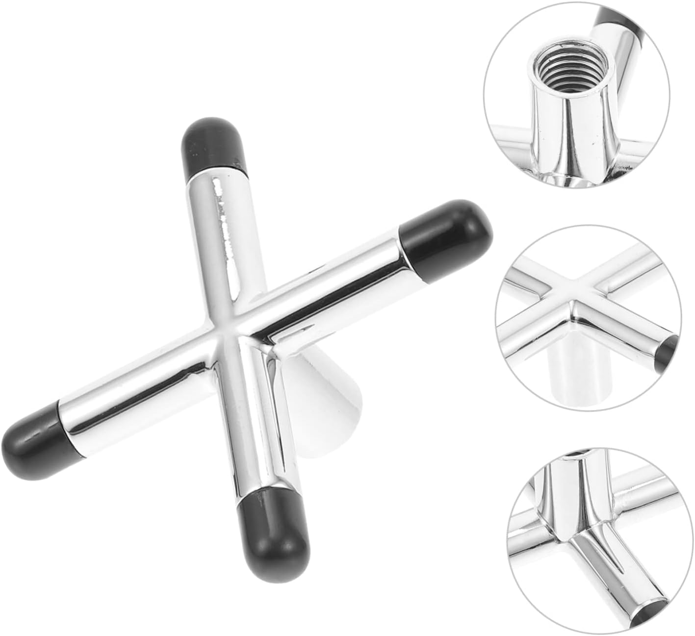 Portable Silver Metal Pool Bridge Stick Cross Rest for Snooker Cue Non-Slip Rubber Tip, Cue Accessory Suitable for Billiards and Pool Players