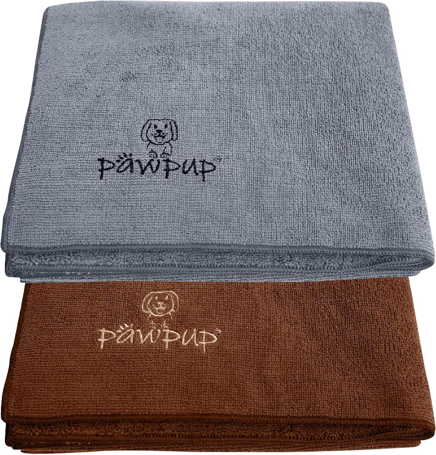 PAWPUP Dog Towel Super Absorbent - Pack of 2 - Quick Drying Super Soft Microfiber Pet Towel for Dogs, Cats and Other Pets (Brown and Grey)