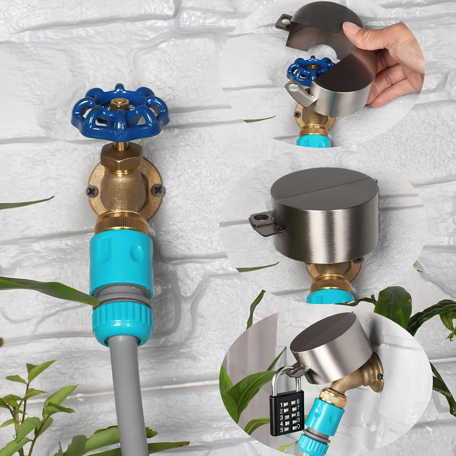 Water Spigot Lock,Outdoor Faucets Lock Cover,Garden Water Saving Faucets Lo-Ck with Padlock,Hose Spigot Protector Lock,Combo Hose Bib Lo-Ck,Prevent Wa-Ter Theft Faucet Tap Lock image number 5