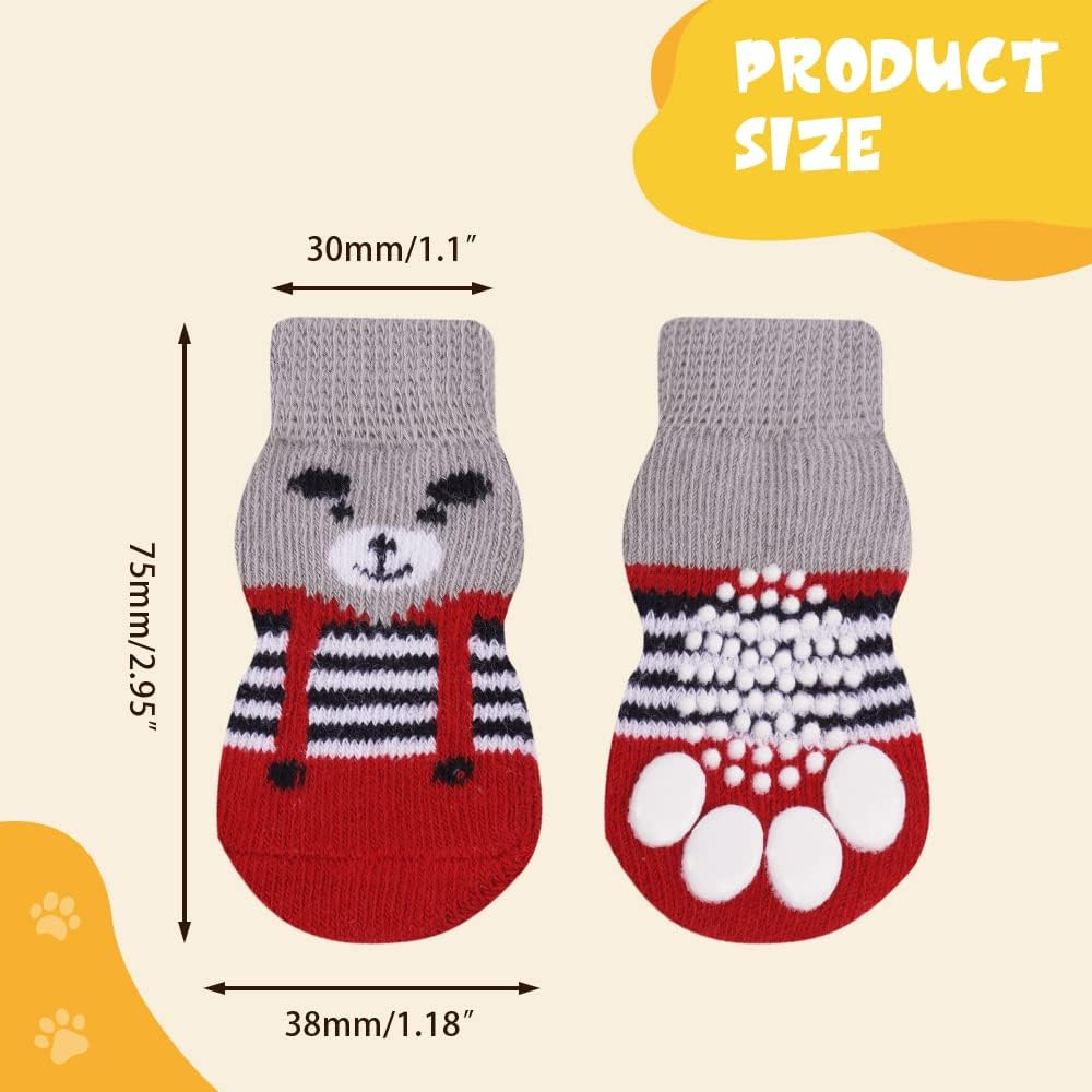 AUAUY anti Slip Dog Socks, Pet Paw Protector, Suitable for Small Medium Dogs and Cats Indoor Outdoor Walking (M-Pink) image number 3