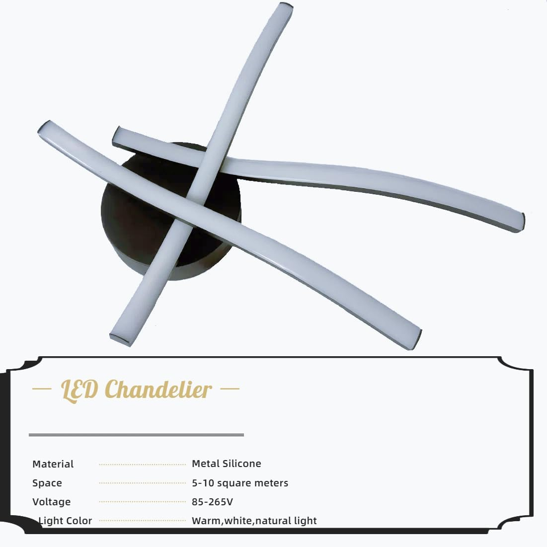 Modern Led Chandelier Black Semi Flush Mount Ceiling Light Fixture,Diy Hallway Light for Hallway, Entrance, Cafe,Living Room, Bedroom, Corridor, Porch image number 4