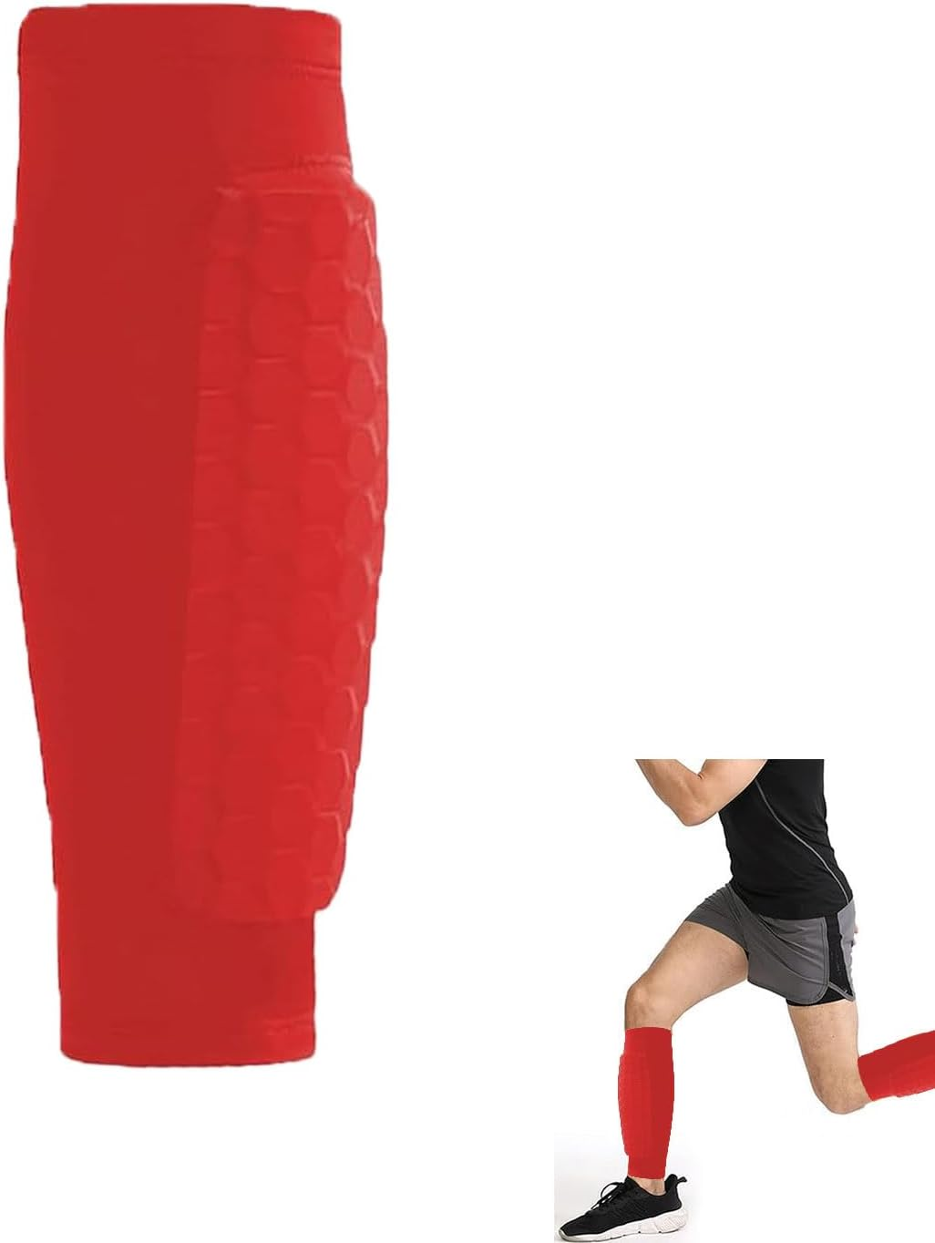 Shin Guards for Soccer, Lightweight Shin Pads for Kids Youth & Adult - Football Shin Defender Protective Gear, Comfortable Breathable Leg Guards.(1, Red, Medium) image number 2