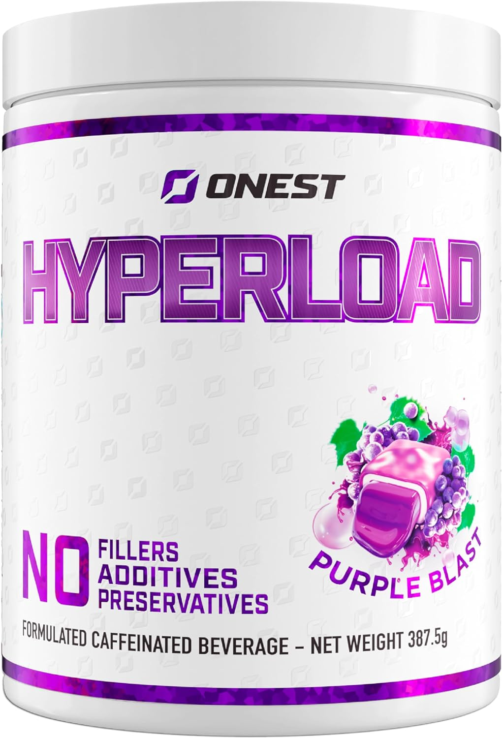 Onest Hyperload Pre Workout Supplements 387.5G | 25 Servings Workout Powder for Men & Women | Enhances Muscle Power & Energy | Caffeine, L-Citrulline Malate, Alanine, L-Theanine Sports Drink Powder (Hyperload, Purple Blast Flavour) image number 3