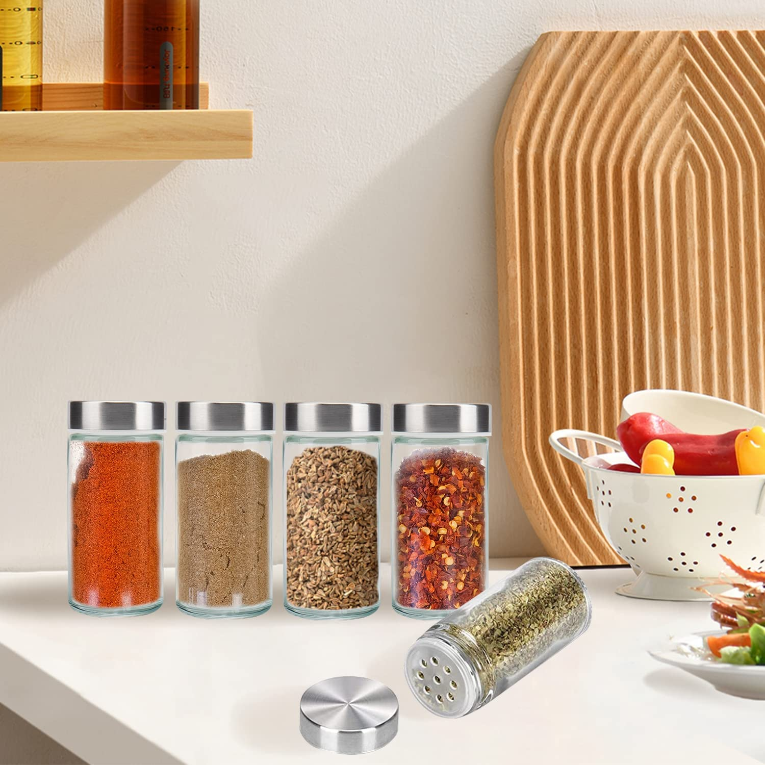 Glass Spice Jars with Stainless Steel Lids, Small Items Storage and Organization, Seasoning Containers, Spice Organizer image number 2