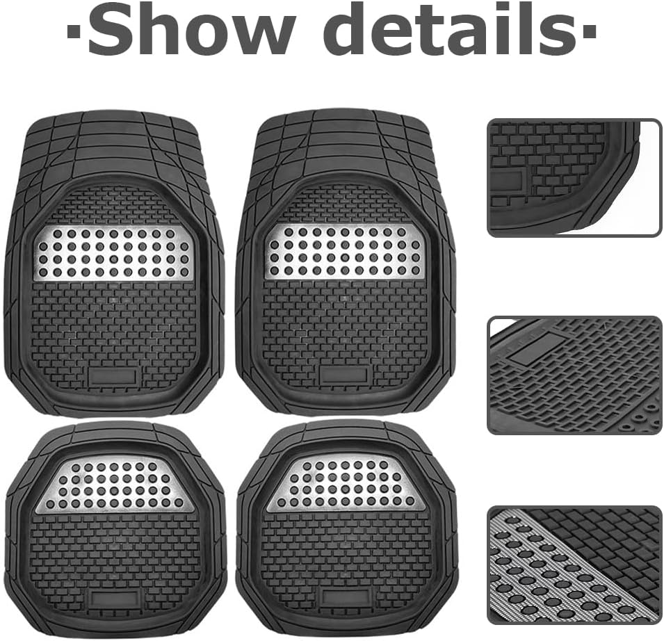 4 PCS Car Floor Mats, Heavy-Duty PVC Mat, Universal Waterproof Kick Pads, All-Round Protection Car, All Weather Anti-Slip Car Mats, for Cars, Trucks, and SUV image number 4