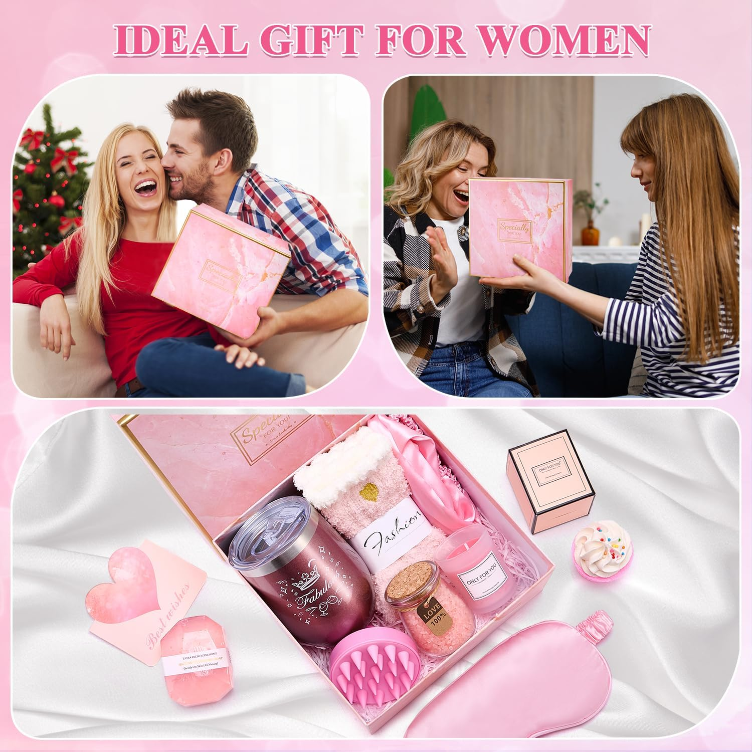 WOTOW Birthday Gifts for Women - 13PCS Bath Salts Gift Set with Aromatherapy Candle Bath Balls Bath Set image number 2