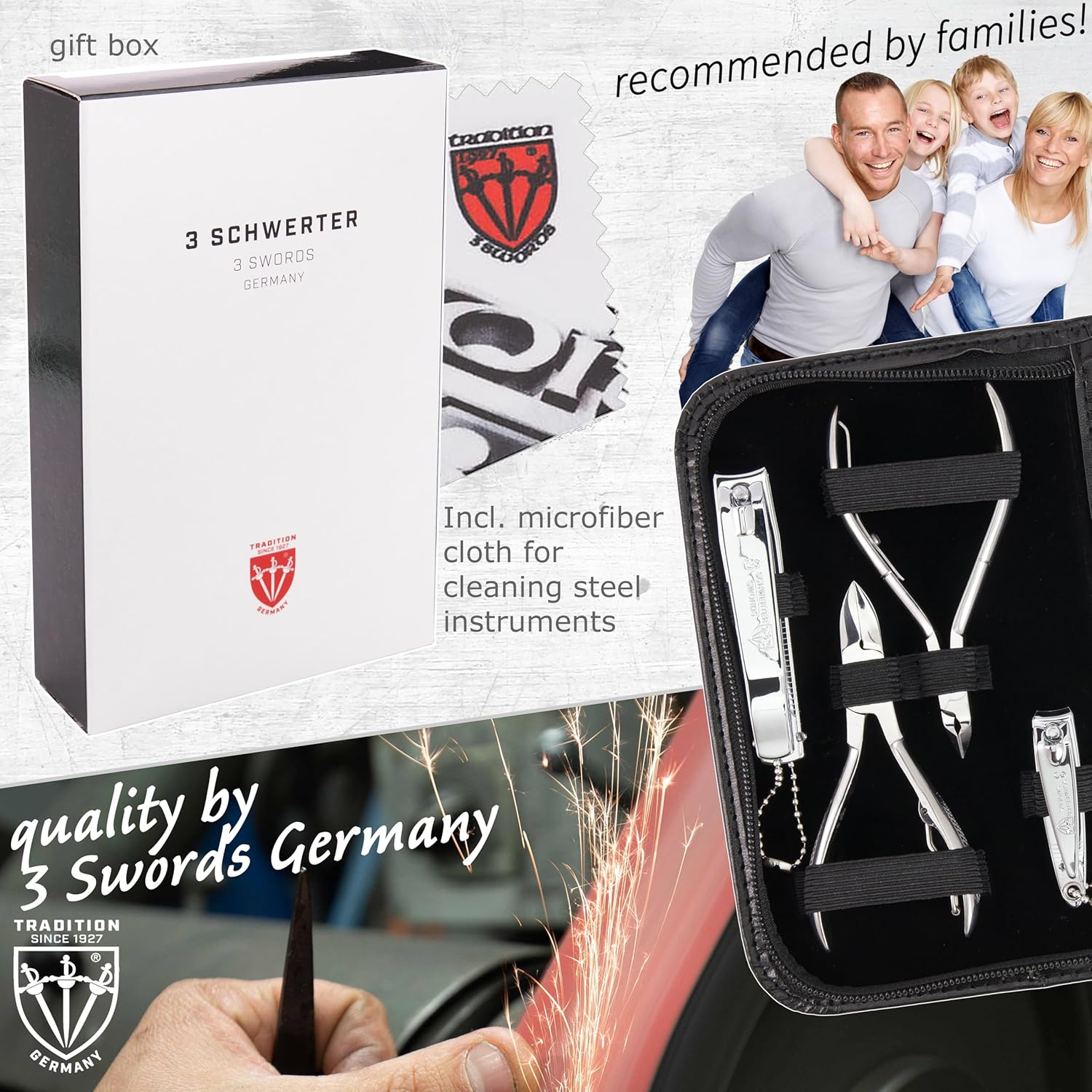3 Swords Germany - Brand Quality 10 Piece Manicure Pedicure Grooming Kit Set for Professional Finger & Toe Nail Care Scissors Clipper Fashion Leather Case in Gift Box, Made by 3 Swords (00286) image number 6