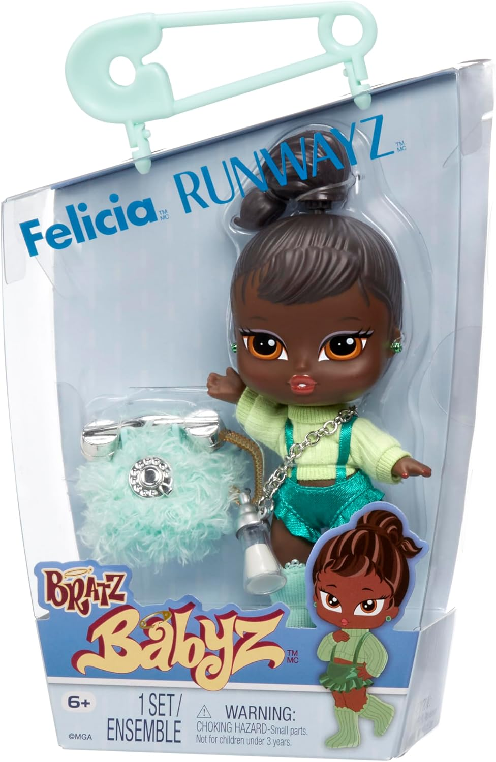 Bratz Babyz Runwayz Doll - Felicia - 1 Collectable Fashion Doll with Fashionable Outfit, Cute Baby Doll with Necklace That Also Serves as a Keyring - Children'S Toy - for Kids from 6 Years image number 5