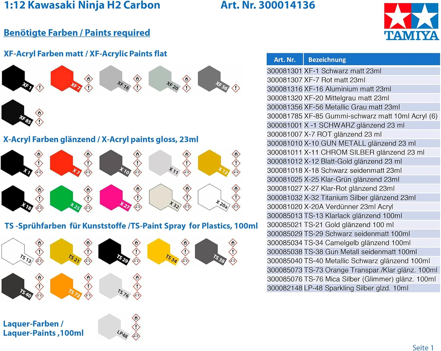 Tamiya 1:12 Scale Kawasaki Ninja H2 Carbon Model Kit image number 5