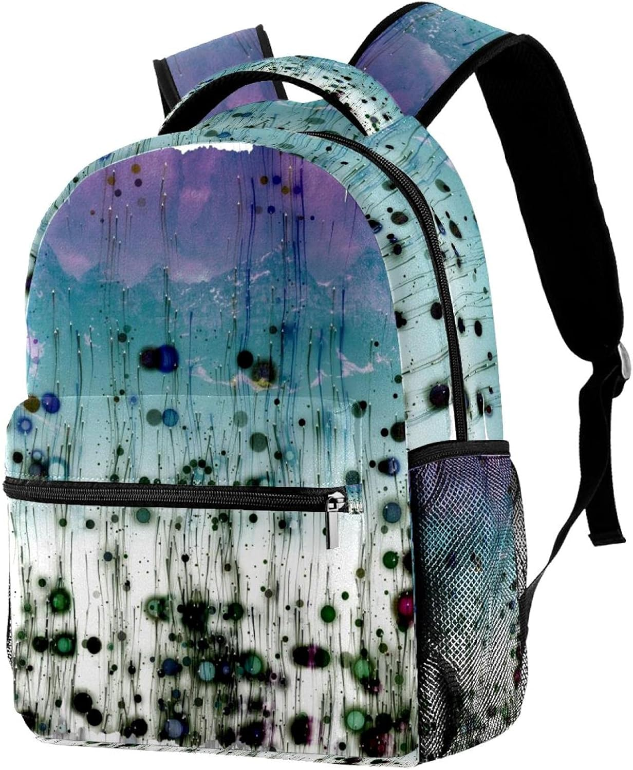 Abstract Grunge Watercolor Drops Backpack Students Shoulder Bags Travel Bag College School Tote Backpacks image number 5