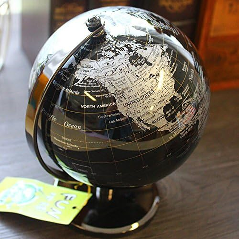 5 Inch Diameter Black SEA Vintage World Globe Antique Decorative Desktop Geographic Globe Rotating Earth Geography Globe Educational Globe Kids Gift image number 2