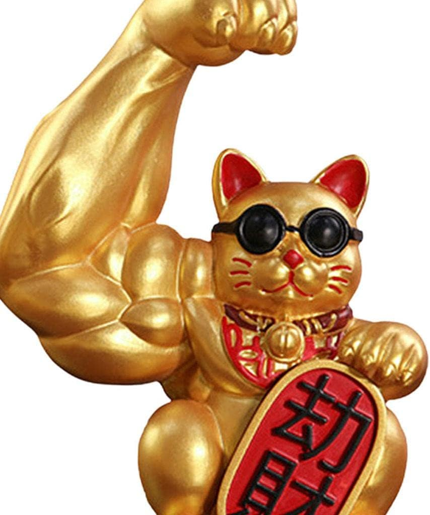 Strong Figurine Big Waving Paw of Cat up Welcoming Cat Feng Shui Statue Car Office Decoration Ornament Accessory - Right Robbery image number 6