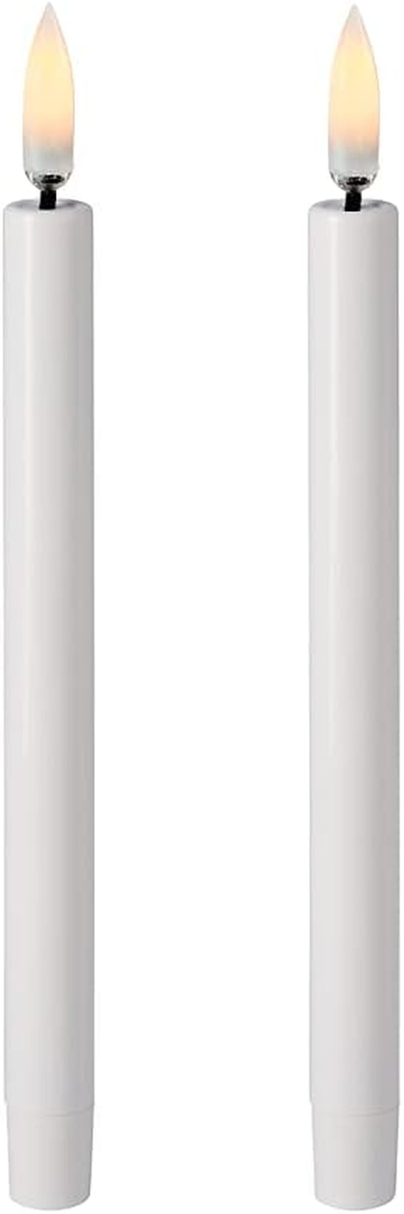 Piffany Copenhagen Uyuni Lighting Mini Set of 2 LED Taper Candles 1.3 X 13.8 Cm Plastic White - 6 Hour Timer Function - No Fire Hazard, No Soot Formation and No Odour