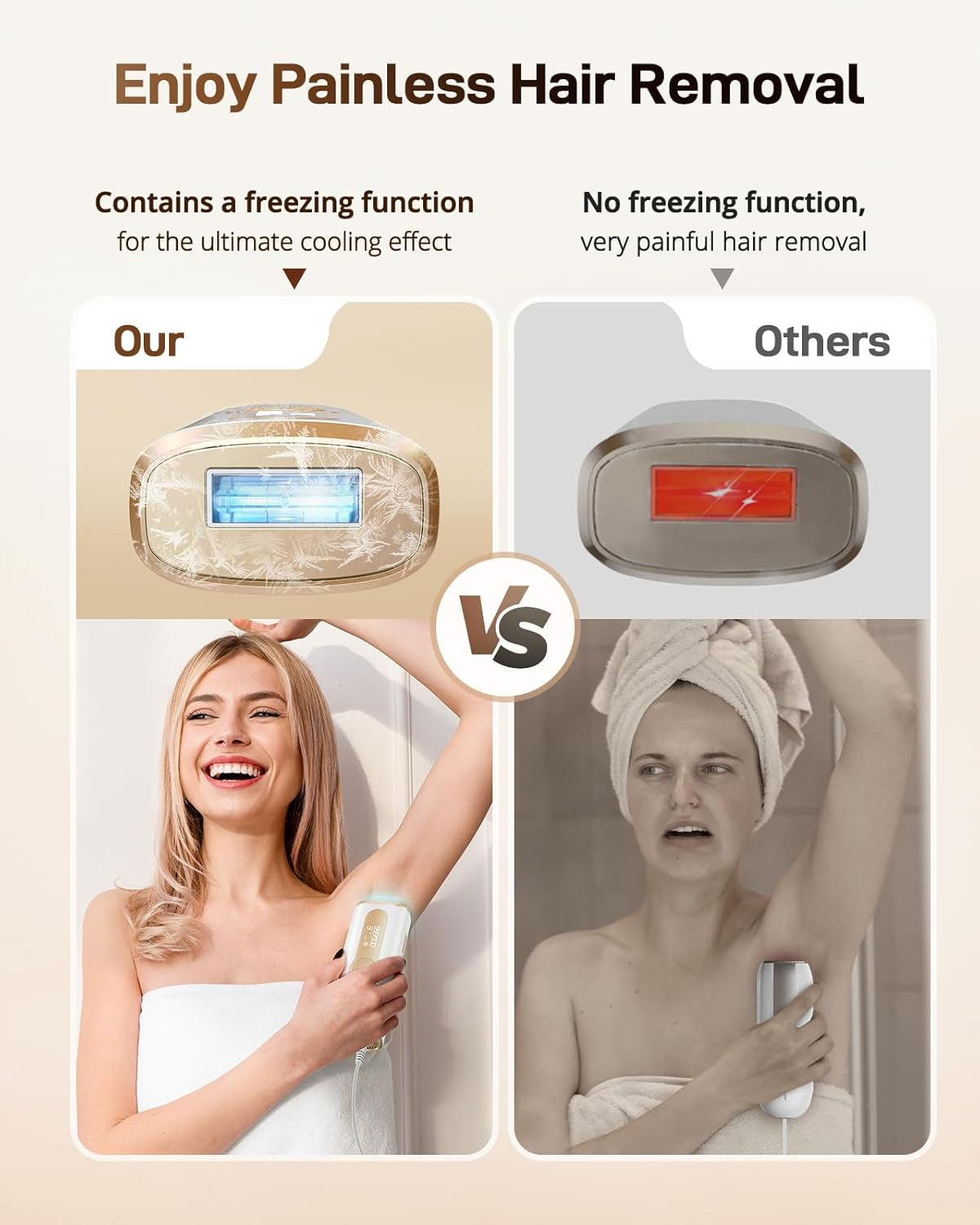 AMOTAOS IPL Hair Removal for Women and Men with Cooling, 3-In-1 Laser Hair Removal Device At-Home Permanent Upgrade 999900 Flashes 9 Levels Epilators for Face Armpits Arms Bikini Line Legs Whole Body image number 4