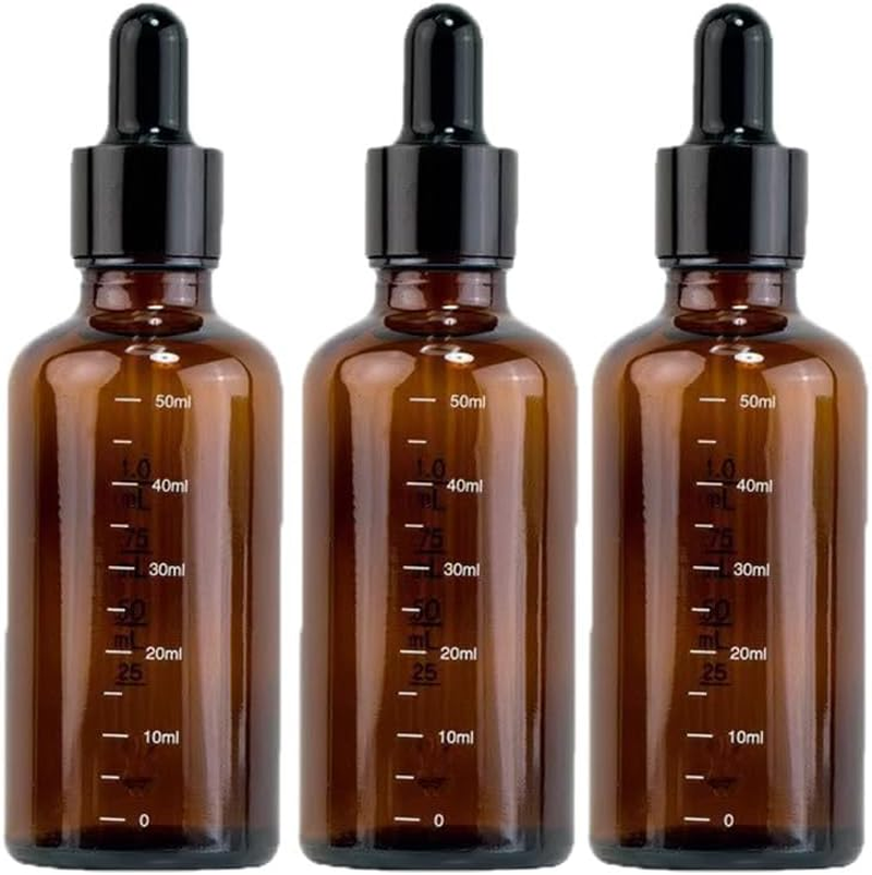 3 Pack 50Ml WANXINPT Amber Glass Dropper Bottles with Leak-Proof Caps & Precision Droppers - UV Blocking Essential Oil Bottles for Travel, DIY Perfume, FSSTUD Liquid Storage (50Ml Travel Bottles) image number 4