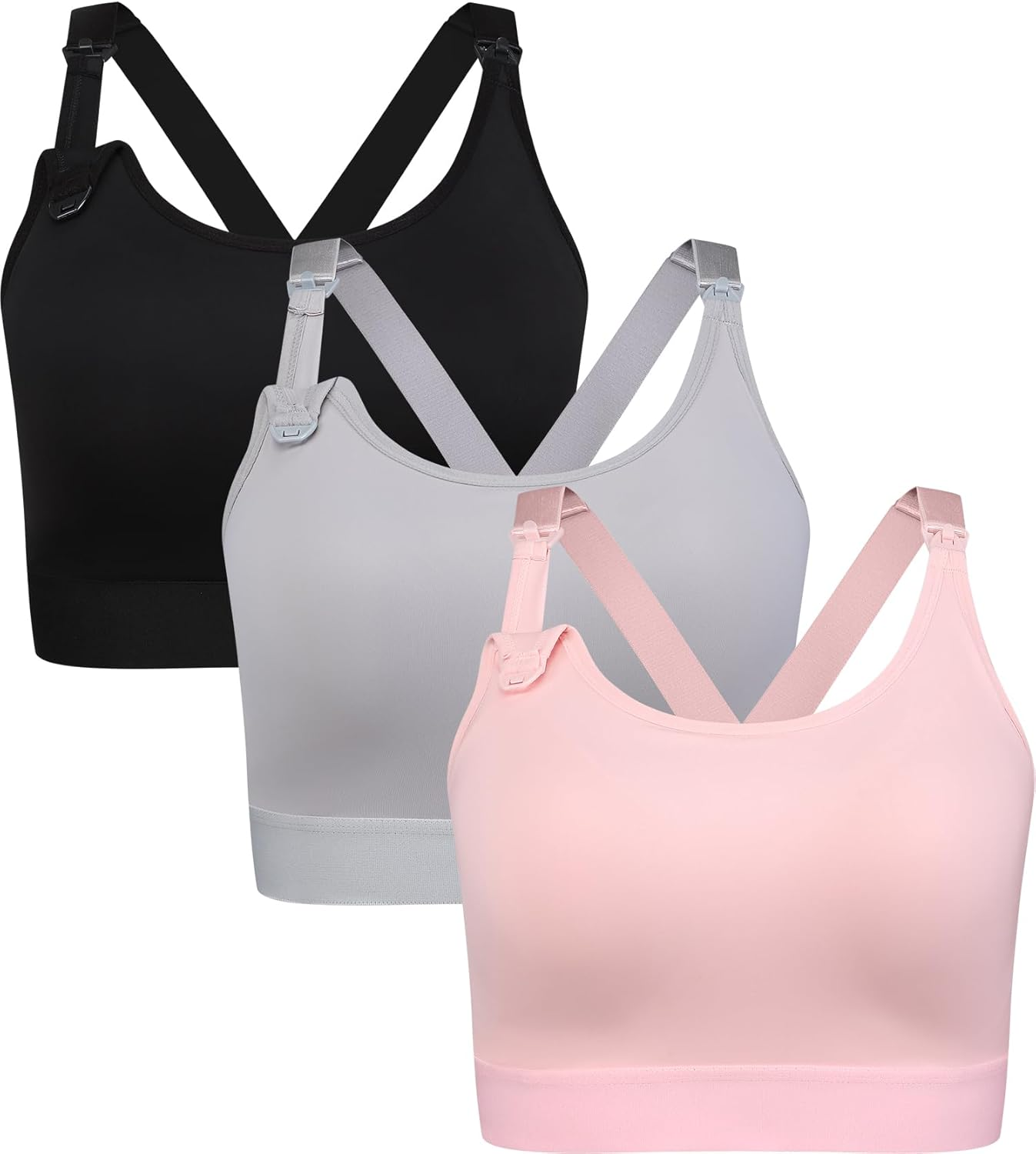 Suekaphin Supportive Nursing Bra Breastfeeding for Pregnant Women,Cross Back Maternity Bra Wire-Free Fixed Cups Wide Straps