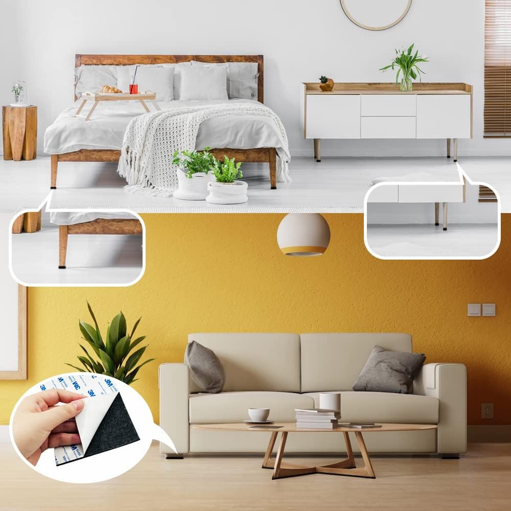 Non Slip Furniture Pads,Sonku 4 X 40 Inch Cuttable Rubber Silicone Pads Self Adhesive anti Scratch Floor Hardwood Protectors and 1 Craft Tooling-Black image number 1