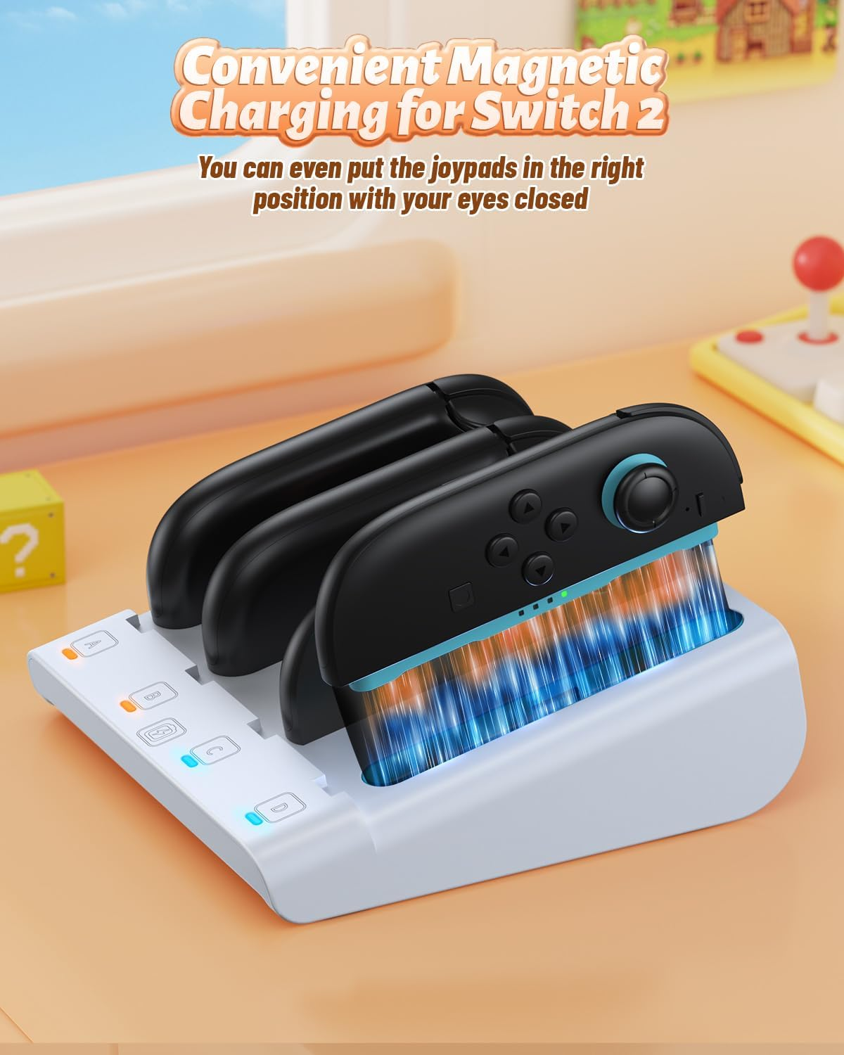 Kinwin Charging Dock for Nintendo Switch 2/1/OLED for Joy-Con, Magnetic Charger Station for Joycon 2, Stand Accessory for Switch 2/1/OLED