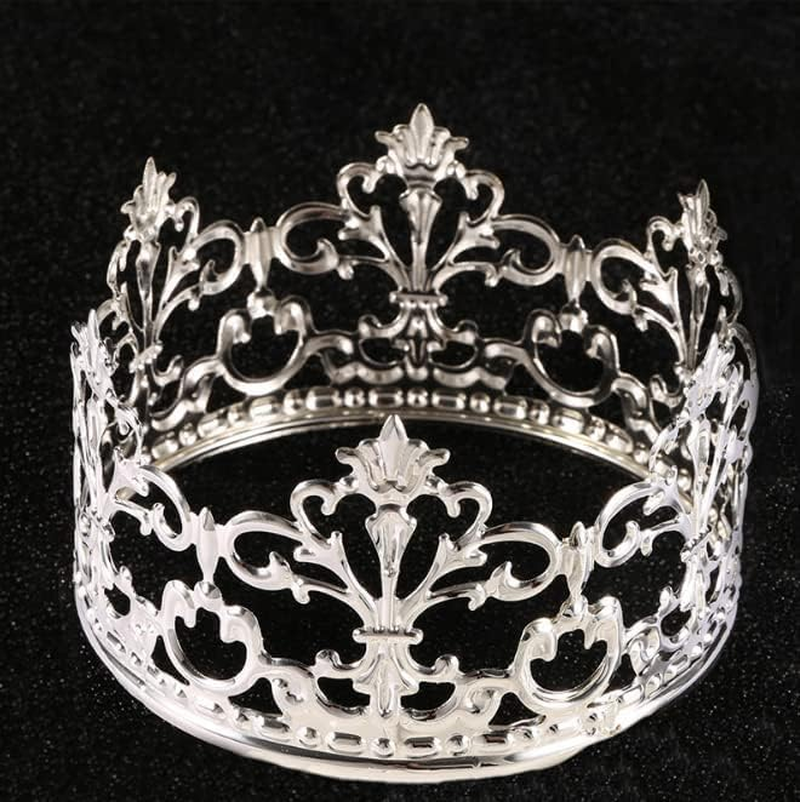 Vintage Princess Mini Crown Cake Topper Decoration for Baby Shower Birthday Wedding Christmas Princess Theme Party Decorations Newborn Photo Prop Silver image number 2
