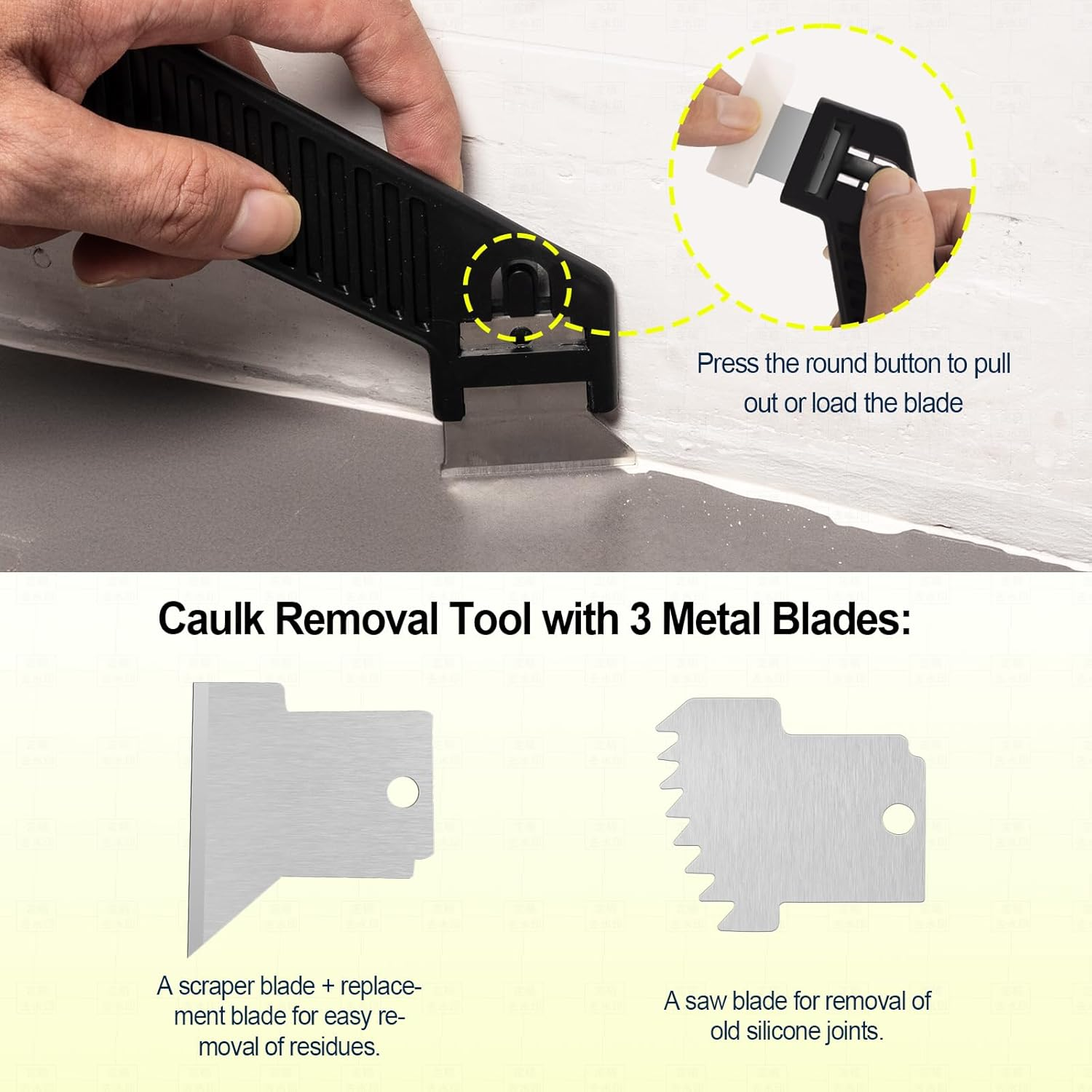 Ubrvhrt Caulk Application Tool Kit Sealant Finishing Tool Set Silicone Profiling Kit 9 Pcs, Caulk Spreader Silicone Smoother Caulking Edger Tool for Tile Siding Window Sink Joint