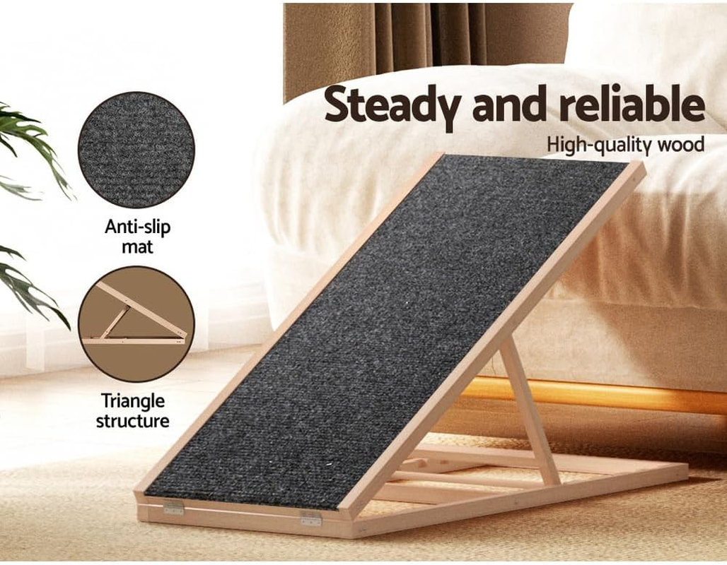 I.Pet Wooden Dog Ramp Ramps Steps Stairs, 100Cm Foldable Pet Step Stair Ladder for Car Bed Indoor Home Pool Sofa Couch, Lightweight Portable Slip-Resistant Suits Small and Big Dogs image number 5