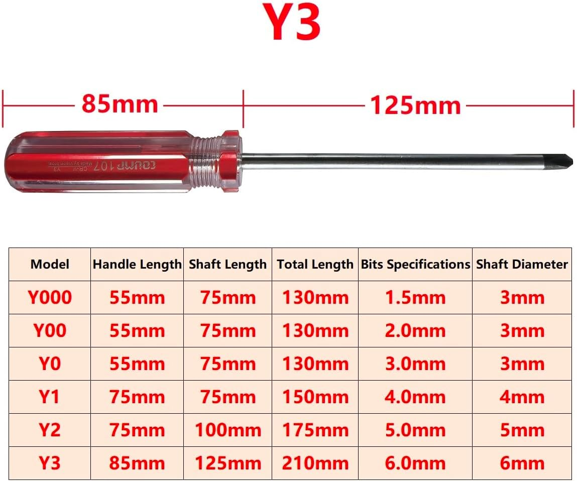 5Pcs Triwing Screwdriver Set Magnetic Y Shaped Tip Screwdrivers, Tri Point Screwdrivers with Plastic Handle Including 2Mm, 3Mm, 4Mm, 5Mm, 6Mm for Your Multi-Purpose Requirements image number 3
