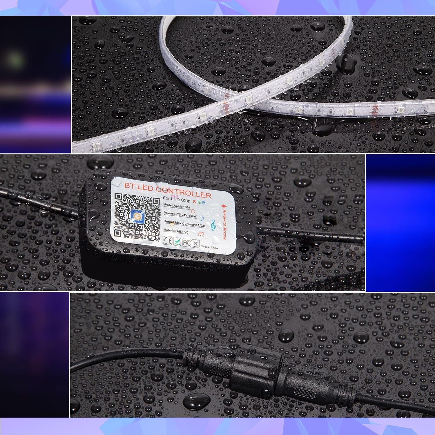 40M Outdoor LED Strip Lights IP67 Waterproof, RGB LED Strips Outdoor with RF Remote & Smart APP, 24V Waterproof Adhesive Rope Lights Multicolor Music Sync for Gazebo, Balcony, Patio, outside Decor image number 2