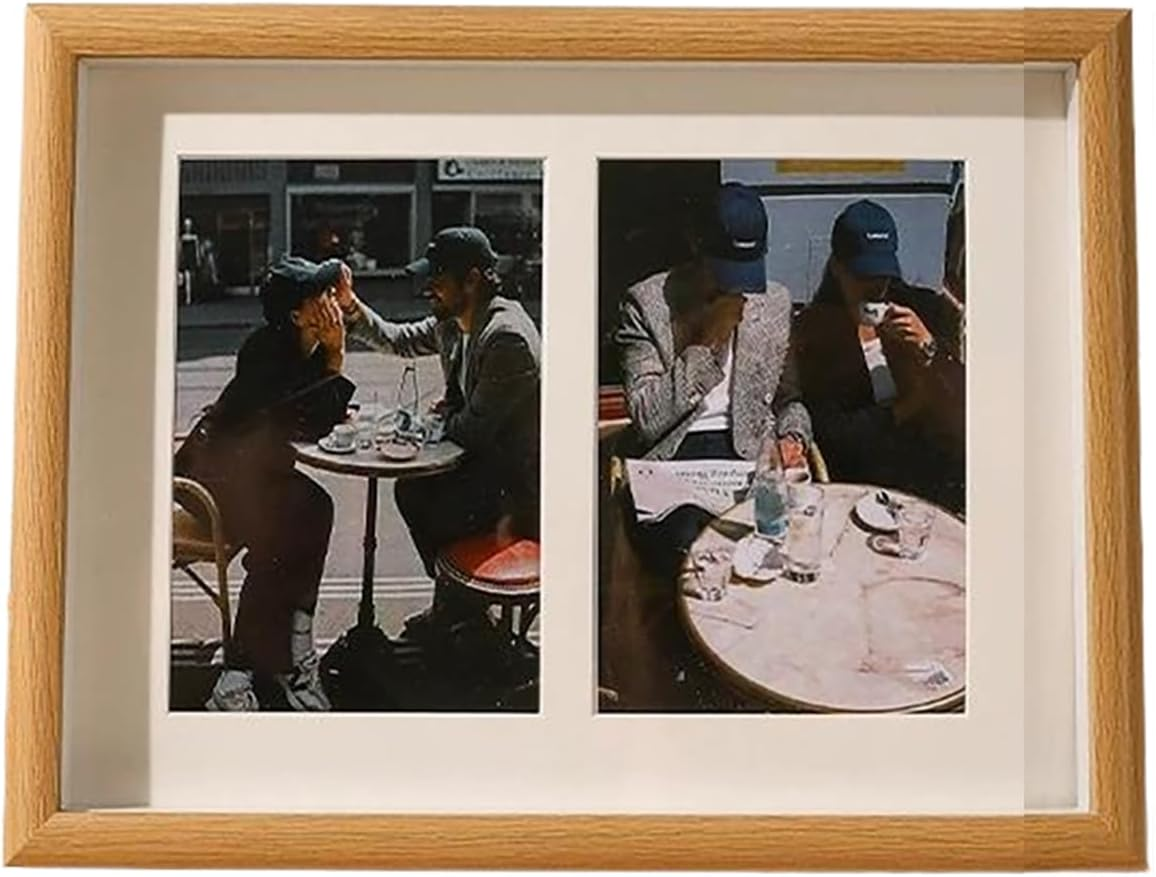 Signature Collection Collage Picture Frame, 4X6 Photos, Wall Display, Shatter-Resistant Glass (Wood Color, 3 L)