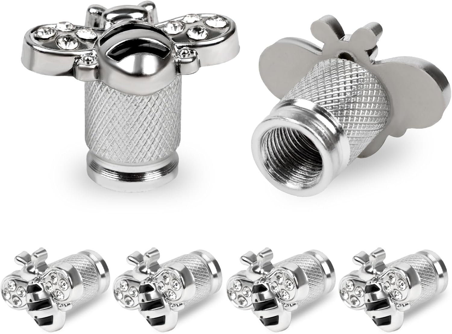 4 PCS Bee Tire Valve Stem Caps, Universal ABS Aluminium Alloy Dustproof Tire Valve Stem Covers for Cars, SUV, Trucks, Motorcycles, Bikes (Bee)