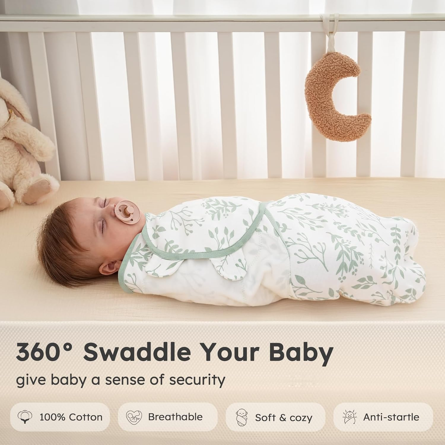 Yoofoss Baby Swaddles for Newborns 100% Cotton, Adjustable Swaddle 0-3 Months 3 Pack Newborn Swaddle Sack, Breathable Soft image number 1