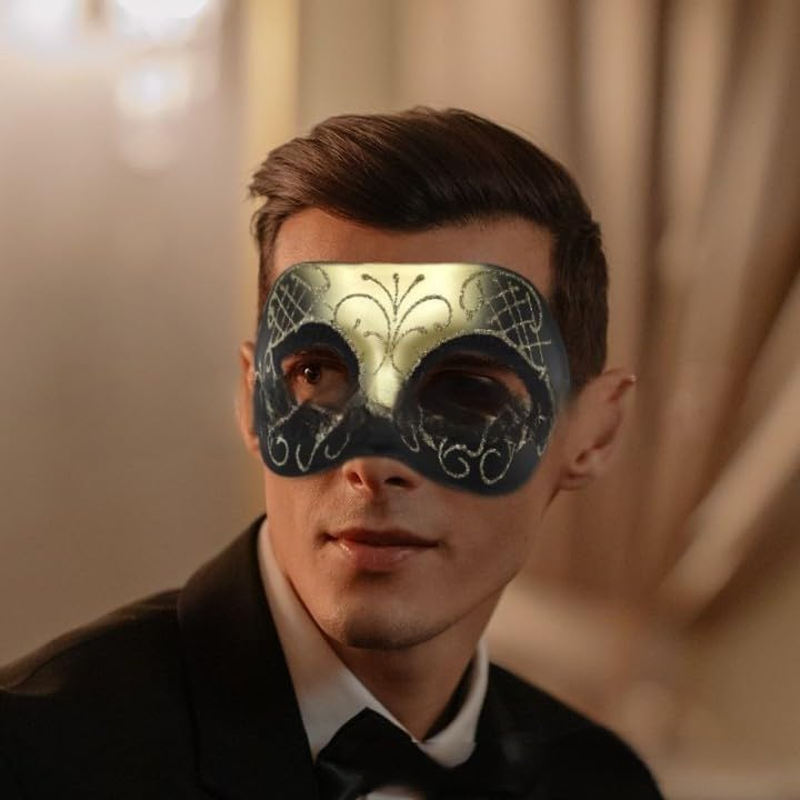 Butterfly Masquerade Gold Mask for Women, Shiny Glitter Venetian Pretty Party Evening Prom Mardi Gras Mask image number 3