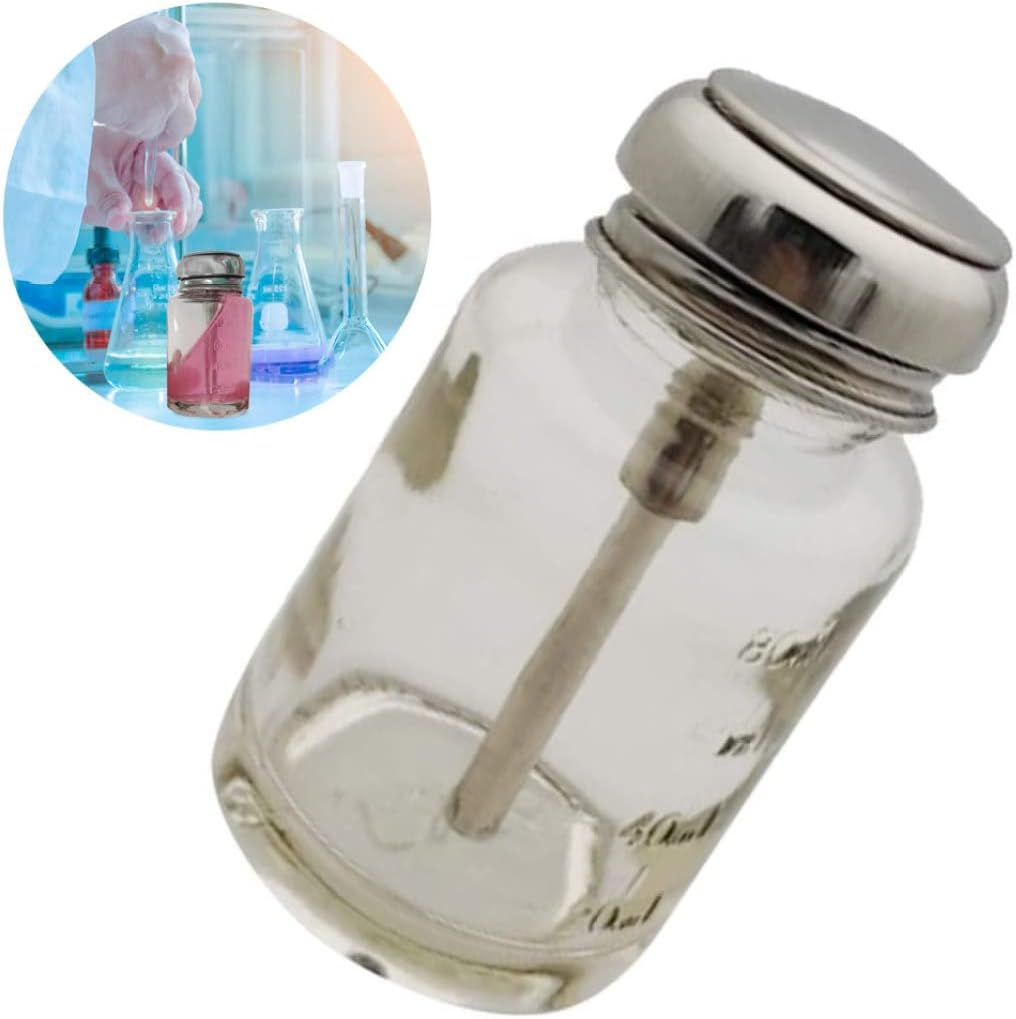 Push Glass Bottle Push down Pump Alcohol Dispenser for Nail Polish Makeup Remover 80ML image number 1