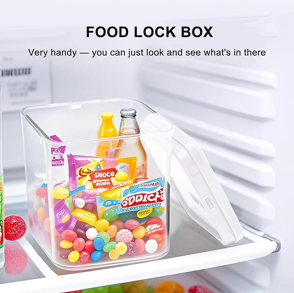 Lockable Storage Box,Medicine Lock Box Travel Case,Refrigerator Bin Container for Food,Medicines,Snacks,Locking Mobile Cell Phone Smart Device Jail,Small Lockbox for Office,Home,School (White) image number 2