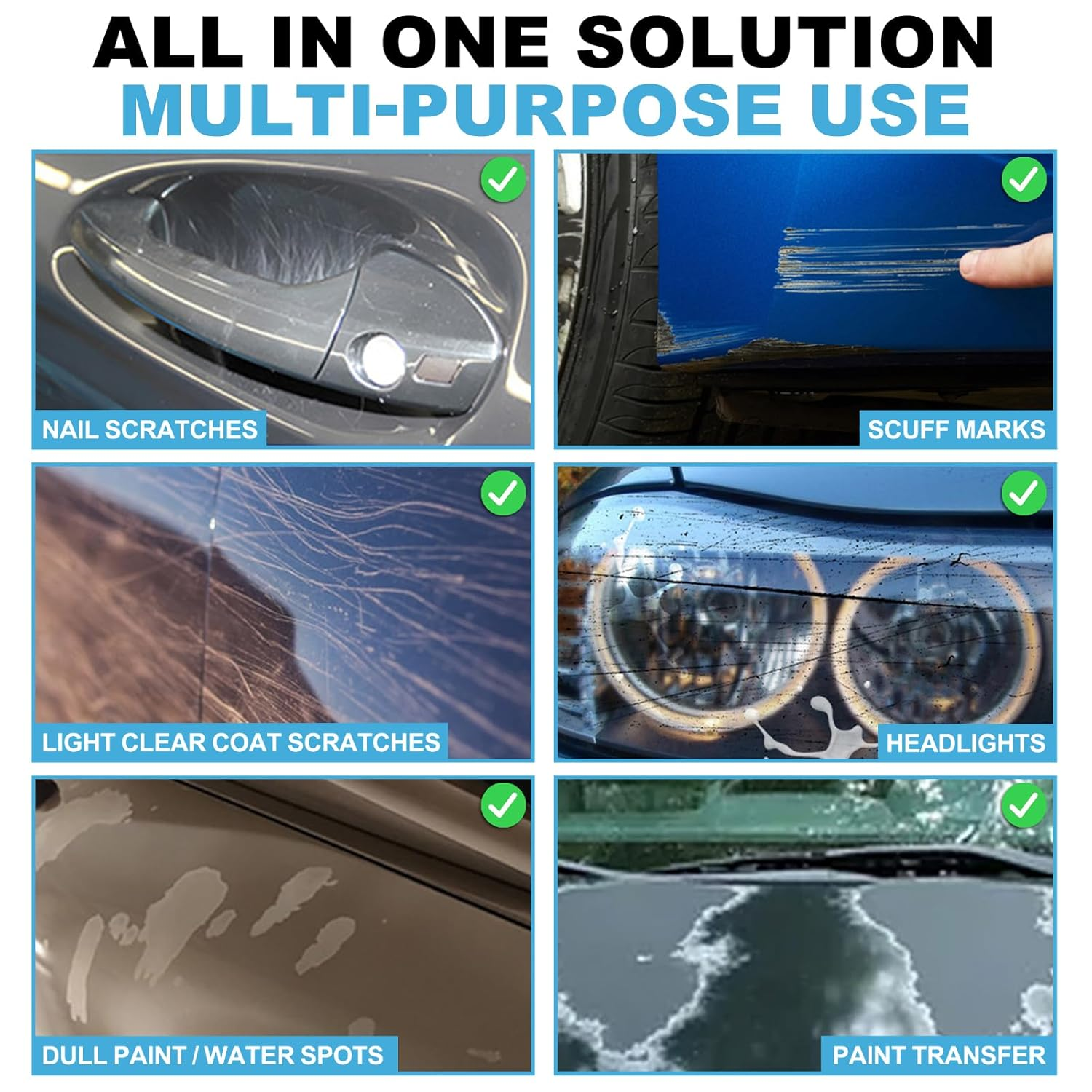 Nano Sparkle Cloth Car Scratch Remover, 120G Paint Restorer with 6 Wipes Cleaning Cloth, Car Polish Wax Cleaning Kit- Scratch Repair for Vehicles, Removes Swirls & Water Spots image number 3