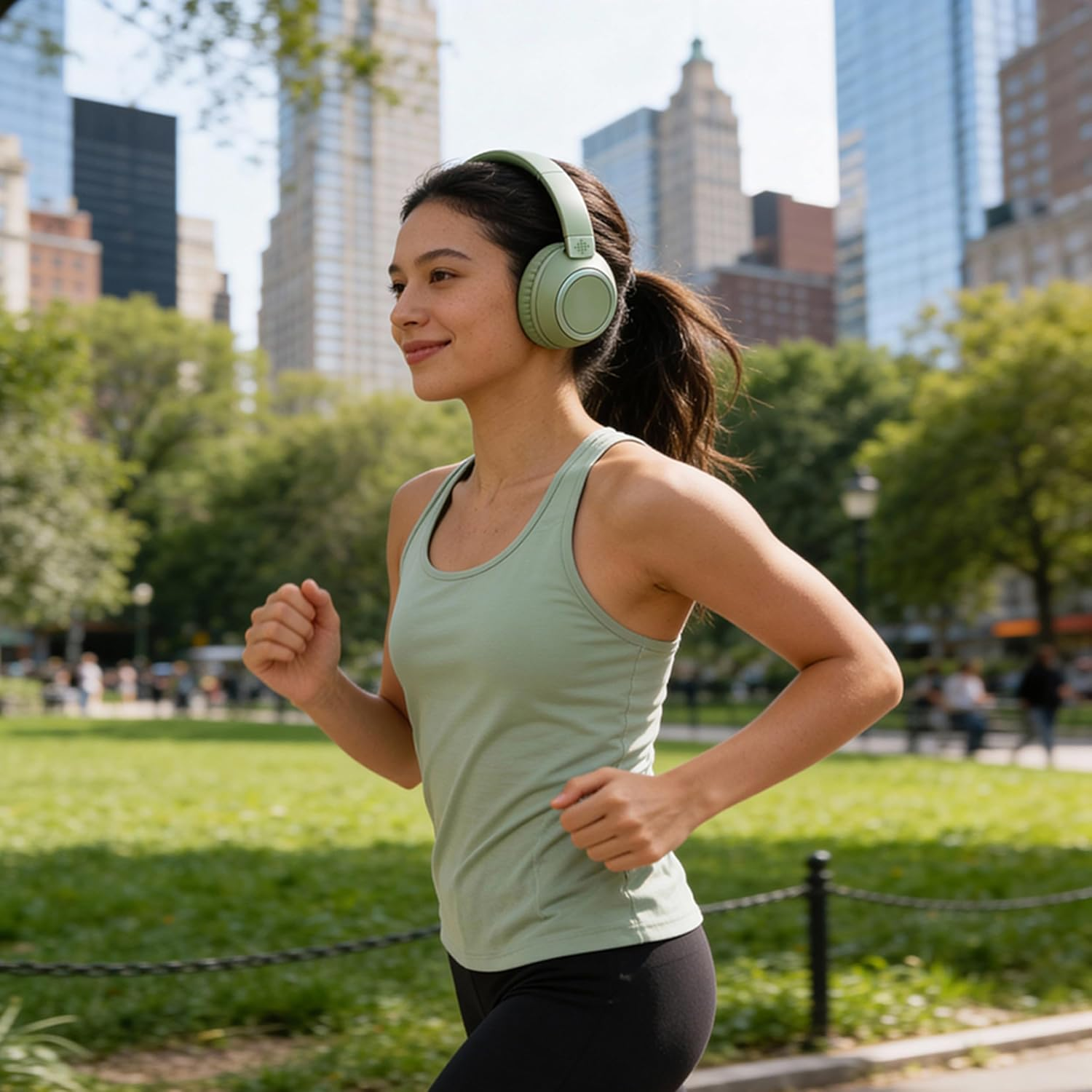 Intempo Aria Noise Cancelling Headphones - Wireless Bluetooth Over-Ear Headphones, up to 50 Hours Playback Time, Active Noise Cancelling, Foldable Design, Type-C Charging Cable Included, Green image number 3