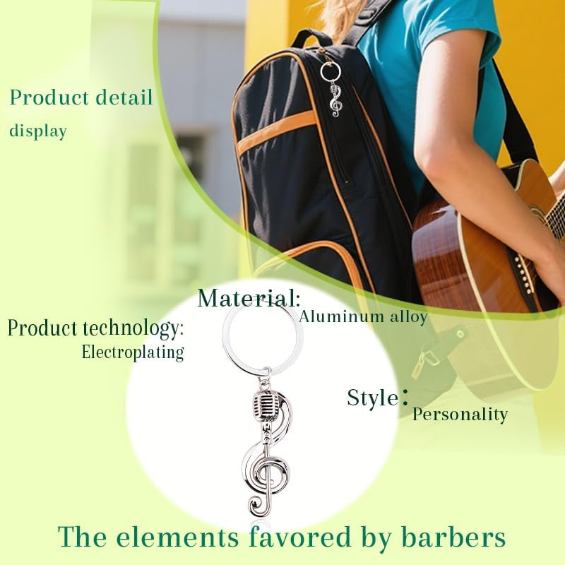 Music Note Keychain Gifts Musician Music Lovers Teachers Birthday Appreciation Gifts for Musicians Singers Christmas Retirement Gift Singer Friends Musical Note Key Ring image number 4