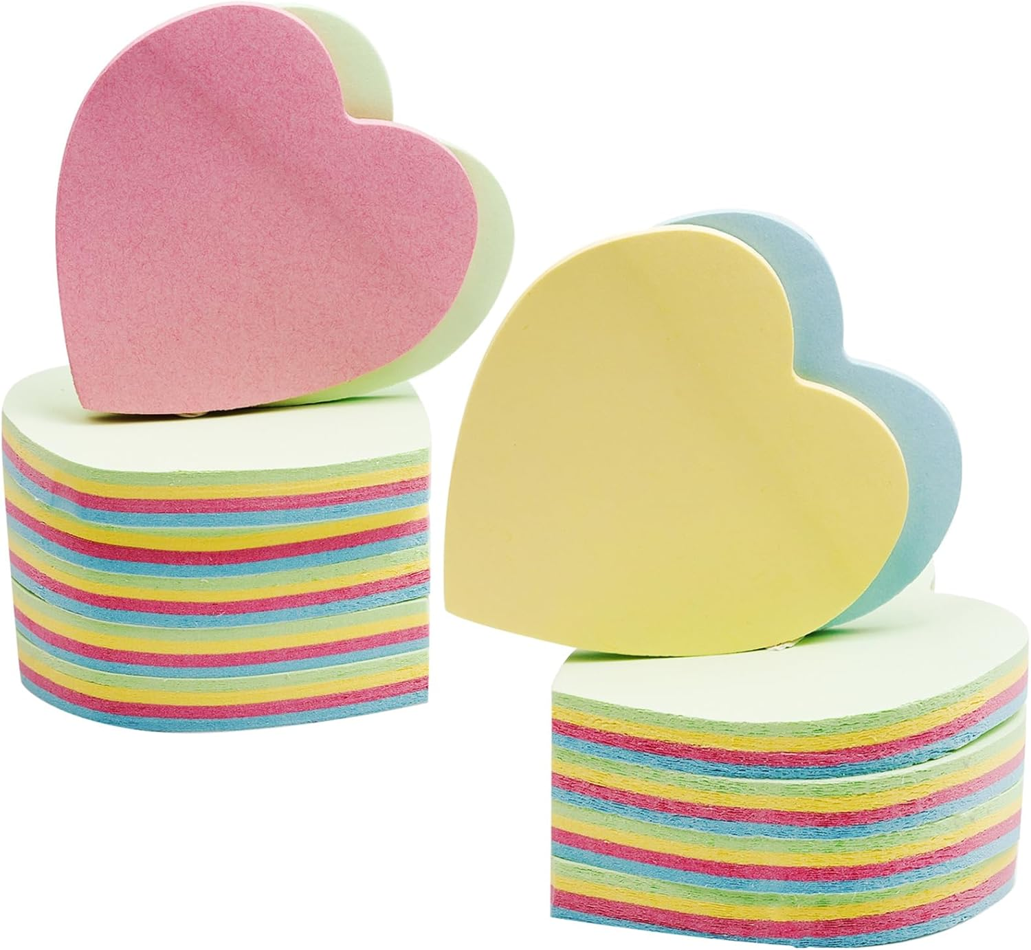 Heart Shaped Sticky Notes, Adhesive Self-Sticky Note Pads for Office Study Message Stickers, 10 Pads/1000 Sheets, Multi-Color image number 3