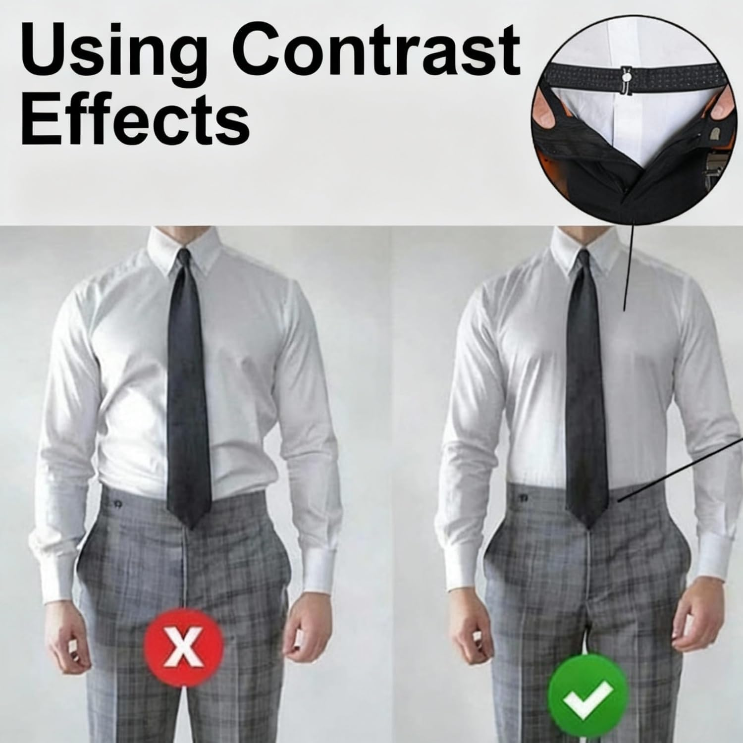 BOROLA Elastic Shirt Stay Belt for Men, Non-Slip T-Shirt Tucker, Invisible No-Show Stretch Belt for Business Shirts & Casual Wear, Adjustable Waistband for Tucked-In Shirts (Black) image number 3