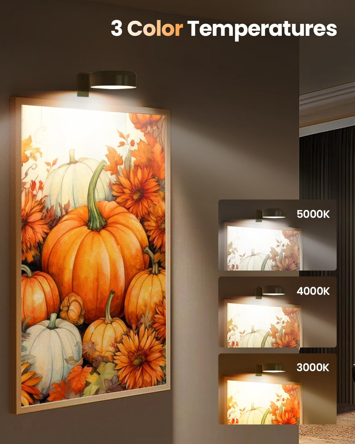 6Pcs Picture Lights with Remote Control, 2000Mah Rechargeable Poster Lights, 3 Color Dimmable Magnetic Wall Lamp with Timer, Decorative Lights for Art Display, Photo Frame and Art Portrait (Black)