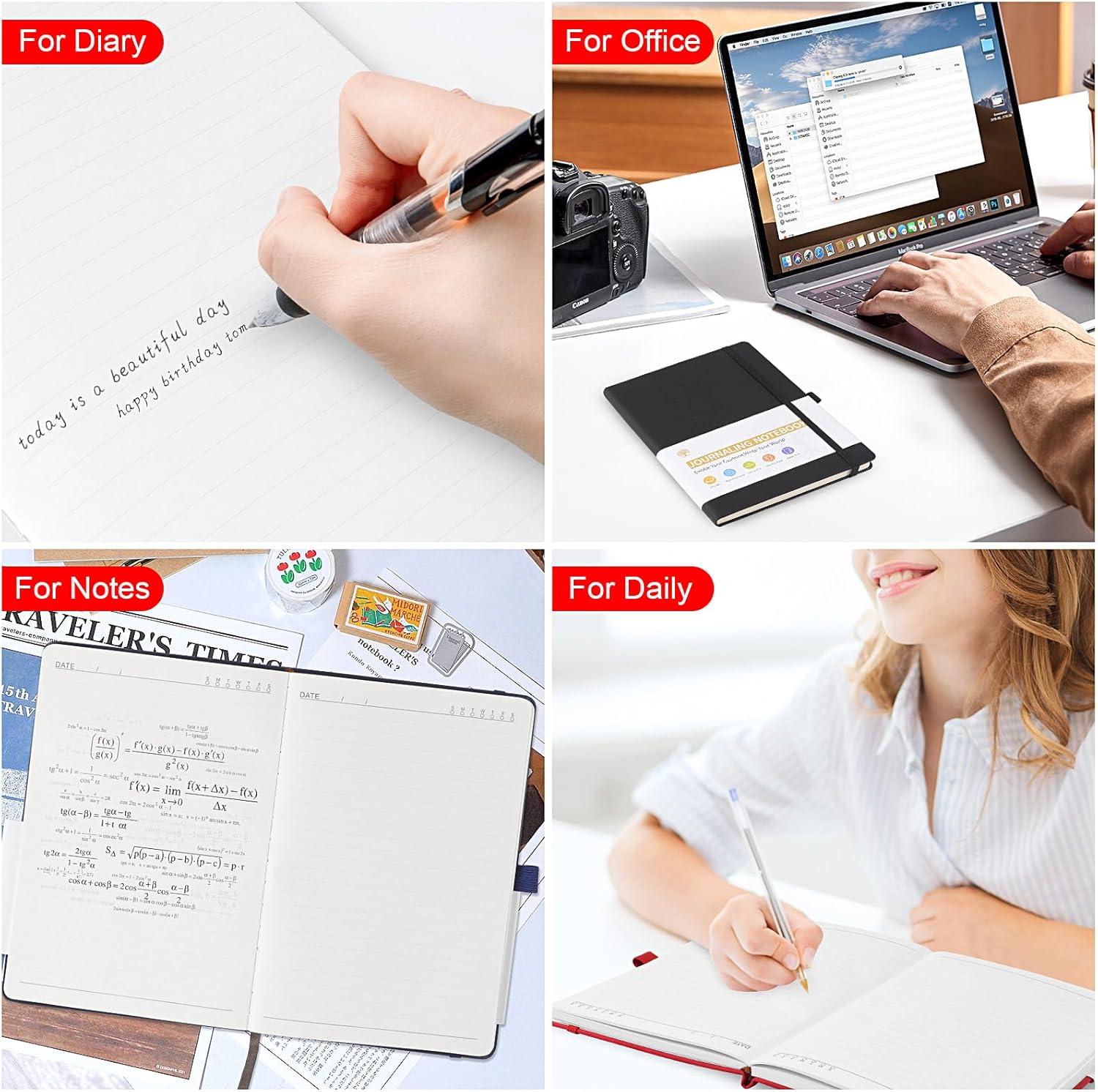 A5 Lined Journal Notebook, 192 Pages Leather Hardcover Notebook for Personal Writing, Study, Office, Travel Records(Brown) image number 1