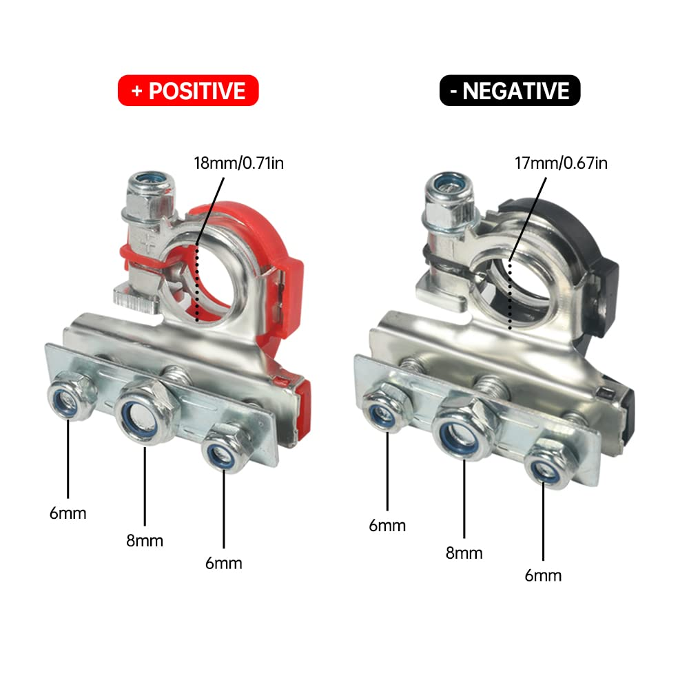 2 Pack 12V Automotive Top Post Battery Wire Cable Terminals Clamp Connectors Kit, Car 3 Way Battery Terminals, Positive and Negative, Applicable in Car, Boat, Van and More image number 4