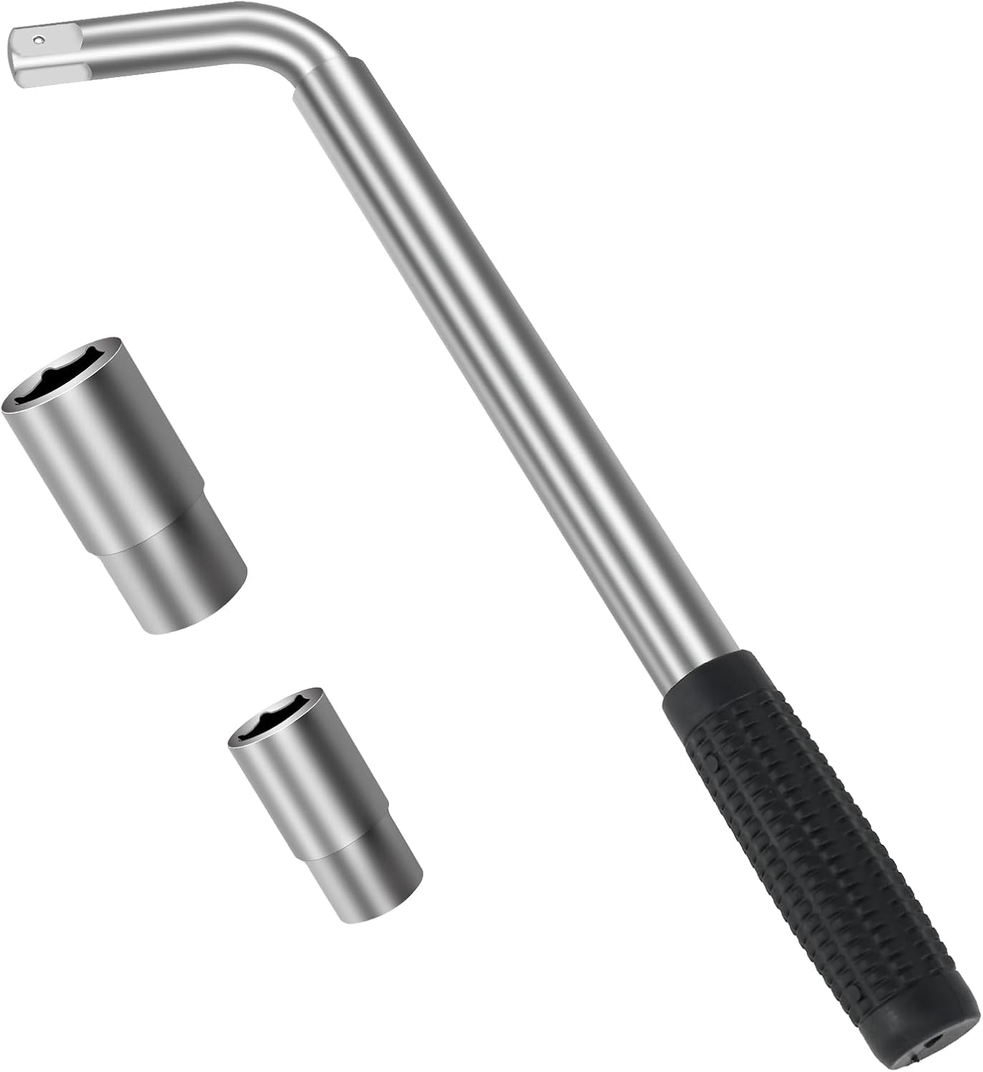 3Pcs Telescoping Lug Wrench Universal Extendable Lug Wrench with 17/19/21/23Mm Sockets L-Shaped Wheel Wrench Foldable Wheel Nut Remover for Car Tires Repair