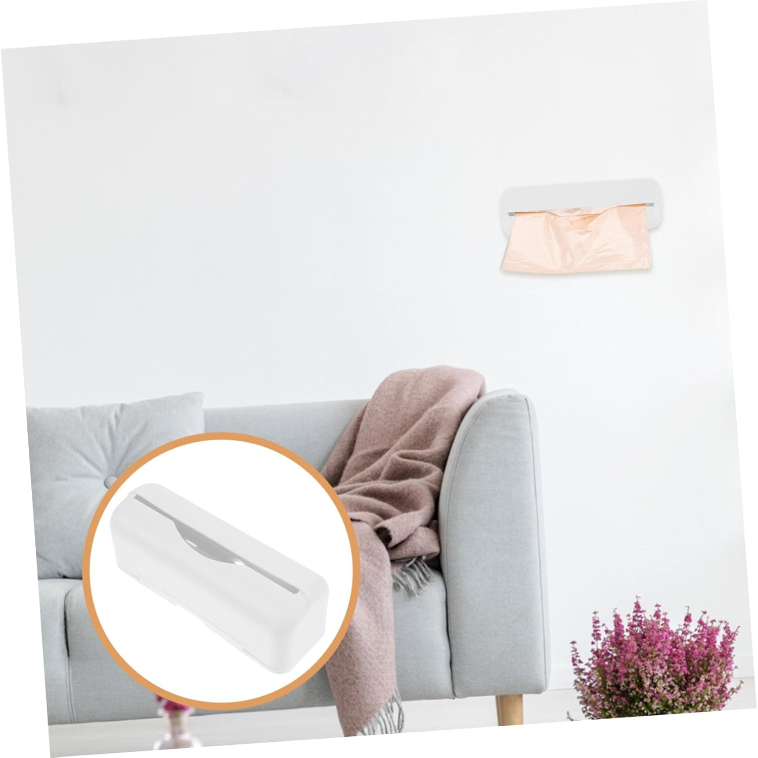 JEWEDECO Large Capacity Kitchen Plastic Bag Dispenser Wall Mount Trash Grocery Bag Holder with Storage Box for Home Recycling and Kitchen Storage White image number 4