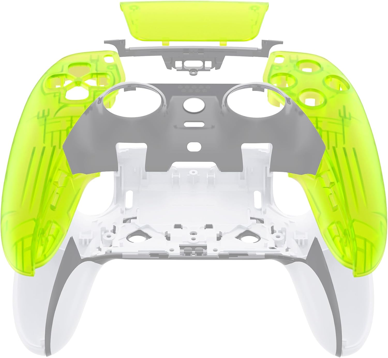 Extremerate Left Right Front Shell and Touchpad Compatible with P S 5 Edge Controller, Clear Lime Green Replacement Faceplate Shell Custom Touch Pad Cover Compatible with P S 5 Edge Controller image number 3