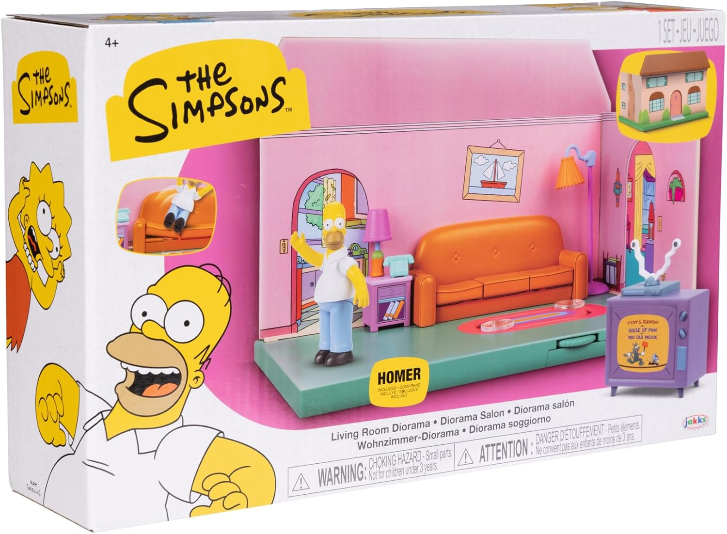 The Simpsons Living Room Diorama House Playset, 2.5-Inch Scale Homer Action Figure and Accessories image number 4