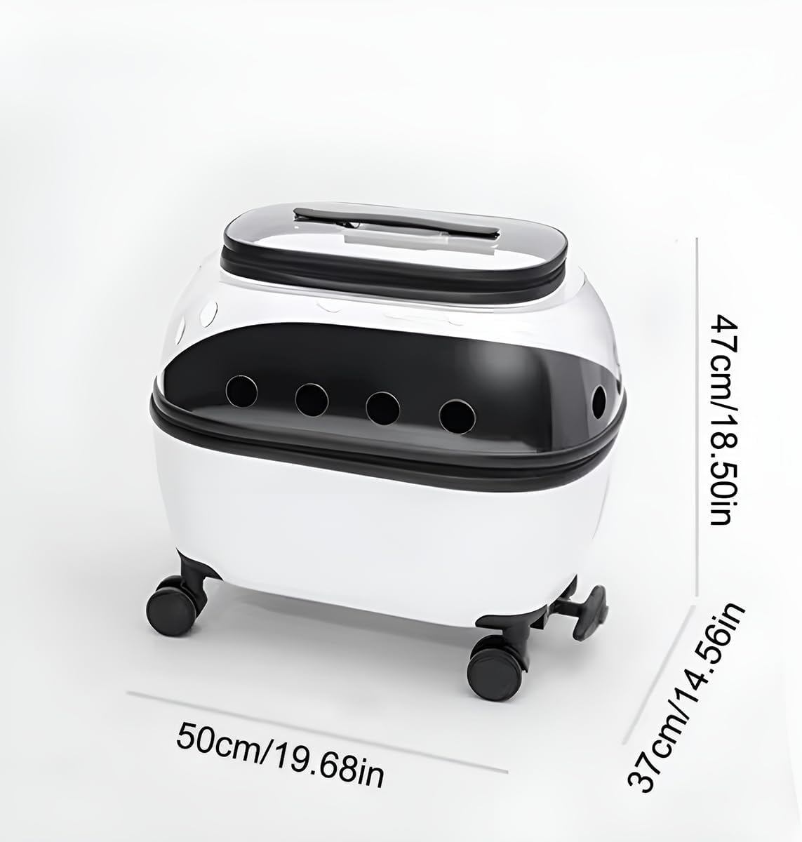 AIMALL Portable Pet Trolley Carrier with Wheels Retractable Handle Ventilated Travel Box for Cats Small Dogs Lightweight Transport Case with Skylight Design 19.7X14.6X18.5In image number 5