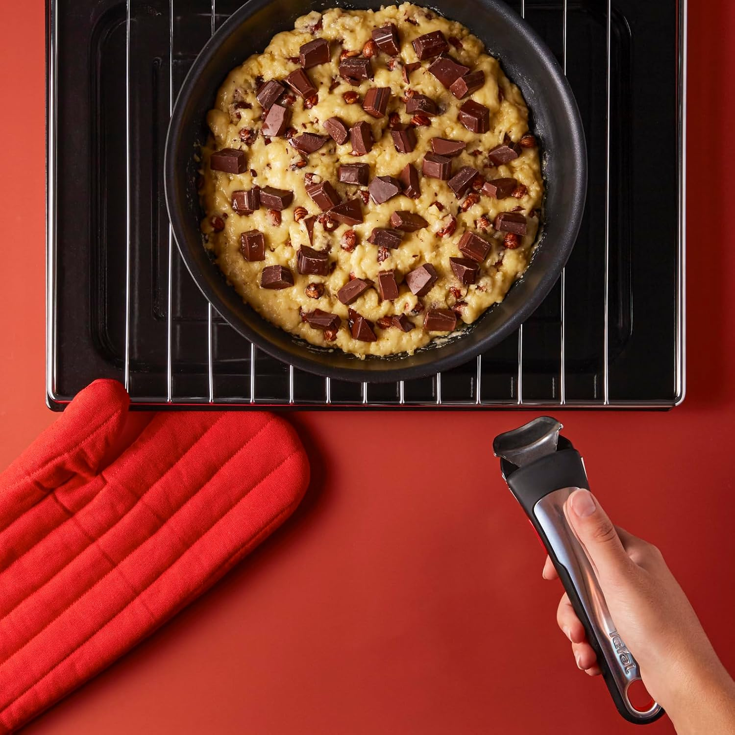 Tefal Ingenio Premium Handle, Stainless Steel, Stackable, Removable, 100 Percent Safe, 10 Year Guarantee, L9863023, Black with Stainless Steel Insert image number 1