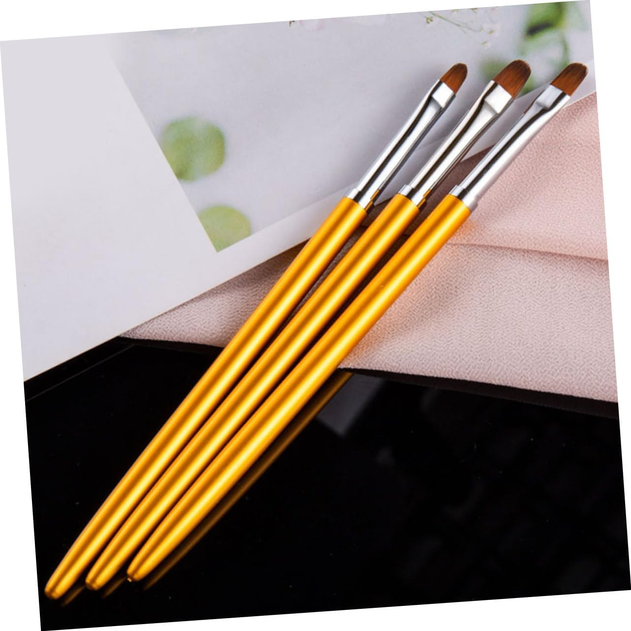 OSOLADY 3Pcs Golden round Head Nail Dotting Brush Portable Nail Art Pens for Detailed Decoration for DIY Manicure Accessories for Women image number 1